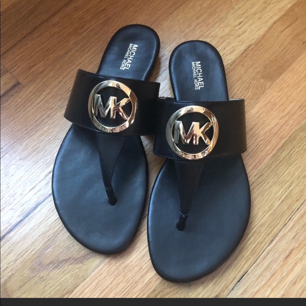 NWOT Michael Kors Black Leather Sandals